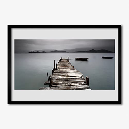 Affiche encadrée 70x50 cm avec pont de mer cadre MDF image murale salon