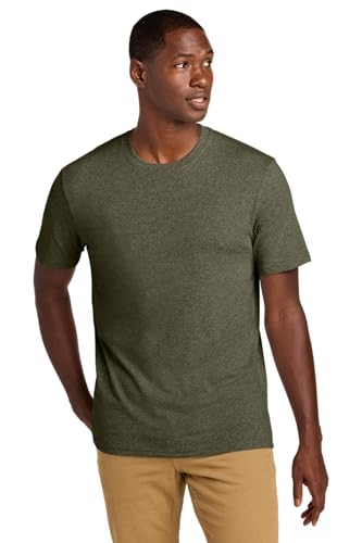 District Re-Tee - 100% Recycled Short Sleeve T-Shirt for Men & Women, Regular Fit Casual Top, Soft & Stylish, Light Olive Heather, L