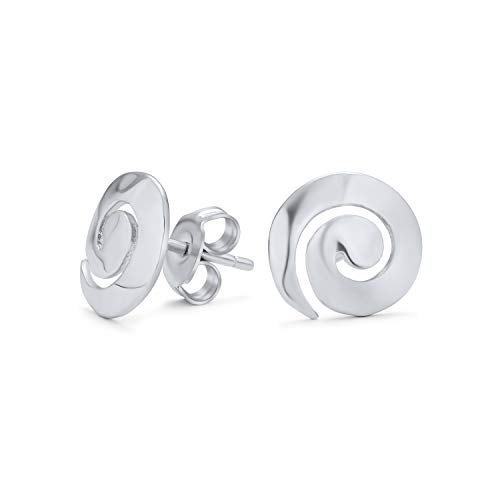Hammered Geometric Round Spiral Swirl Small Stud Earrings For Women For Teen 925 Sterling Silver