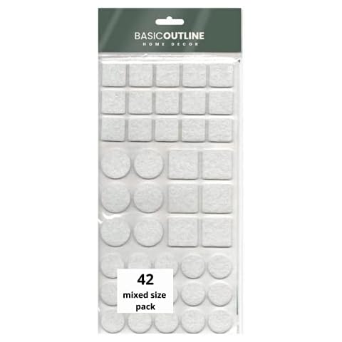 Felt Furniture Pads Sound dampening Floor Protection Mixed Sizes (white, 42) Cover