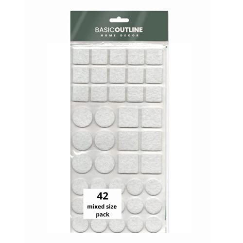 White Felt Furniture Pads Floor Protectors Felt pads for furniture feet Chair Pads Mixed Sizes (white, 42)