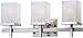 Maxim 2153LNSN Tetra Square White Linen Glass Bath Vanity Wall Mount, 3-Light 180 Total Watts, 9"H x 22"W, Satin Nickel