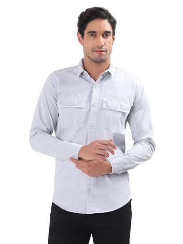 Image of Premium Men Plain Shirt Full Sleeve | Button Down Collar RFD Lightweight Fabric | Regular Fit Casual Wear Shirt with Double Pocket Design