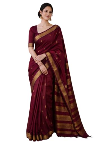 Image of South Cotton Gadwal Saree for Women | Celebrity Inspired Traditional Ethnic Wear | Chettinad & Kalyani Cotton Sarees | Soft Cotton Saree with Blouse Piece