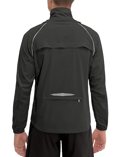 Little Donkey Andy Men's Quick-dry Running Jacket, Convertible UPF 50+ Cycling Jacket Windbreaker with Removable Sleeves, Black Size M
