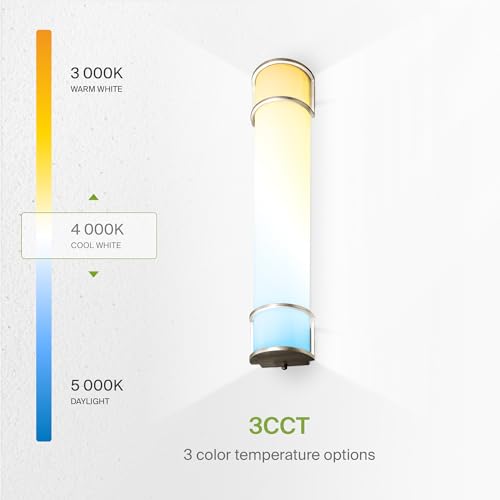 Image of ASD LED 30 inch Vanity Flush Mount Light Fixture, Linear Bathroom Lighting Bar | 3CCT, Dimmable, Energy Star, ETL Listed | 28W 2425LM 3000-5000K 120V | Long Bath Wall Sconce Over Mirror | Nickel, 4 Pack