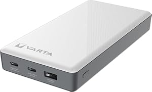 VARTA Power Bank 20000mAh, Powerbank Energy mit 3 Anschlüssen (2x USB C, 1x USB A), kompatibel mit Tablets & Smartphone, inkl. Micro USB Ladekabel
