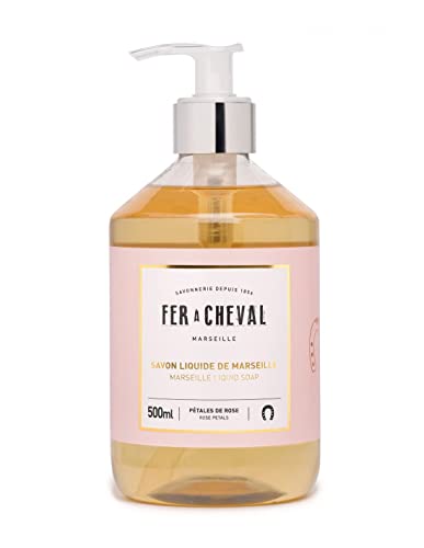 Fer à Cheval - Savon Liquide de Marseille Pétales de Rose - Formulation Douce avec une Liste d’Ingrédients Courte pour Convenir à Tous Types de Peau - 500 ml