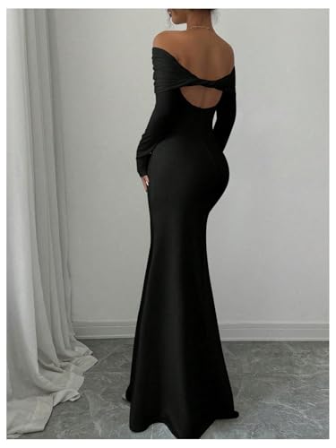Image of SOLY HUX Women's Long Sleeve Off The Shoulder Bodycon Dress Elegant Maxi Dress Cocktail Prom Dresses
