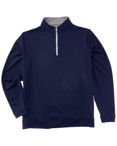 Peter Millar Men's Perth Melange Performance Quarter-Zip Smoke Sweater, Regular Fit - L