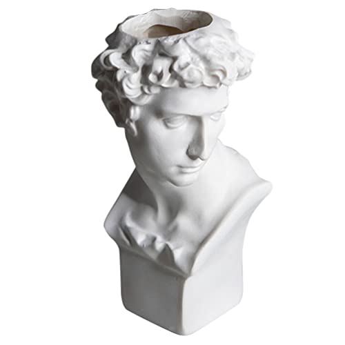 Yardwe Estatua De Estilo Romano Griego Jarrón De Flores Maceta Suculenta Contenedor De Pinceles De Maquillaje Portalápices De Resina Jarrón De David Maceta De Cabeza Decoración Artística
