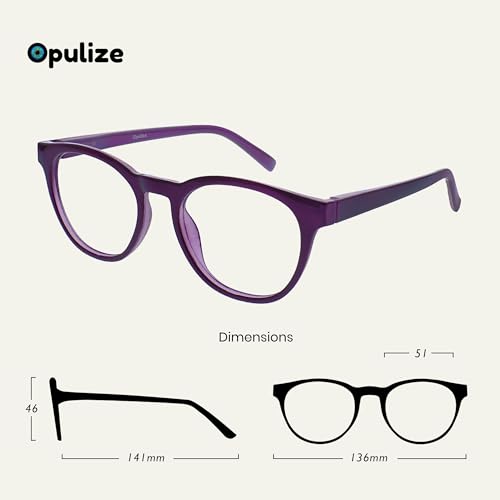 Image of OPULIZE BLU Blue Light Blocking Reading Glasses for Women Men, Cool Round Frame with Anti-Glare Computer and Gaming Eyewear, UV and Eyestrain Protection, Purple Green Ice +3.50 (Pack of 3)