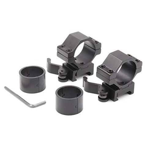 NcDe 1''/1.18'' Low Profile Flashlight Mount Ring, Riflescope Ring, Laser Ring Mount Adapter with QD Quick Release Cam Lock for 20mm Picatinny Weaver Rail, Matte Black (2-Pieces) Cover