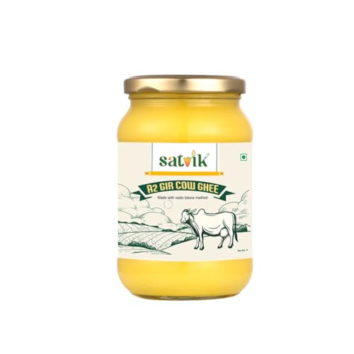 Image of Satvik Pure Ghee A2 Gir Cow Ghee 500gm Churned from Vedic Bilona Method | Bilona Ghee | A2 Cow Desi Ghee 500ml