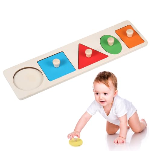 Wooden Shape Peg Shape Puzzle Baby Wooden Jigsaw Toddler Puzzles Preschool Toys Geometric Shape Puzzle Toddler Puzzles 1-3 Years Montessori Toy