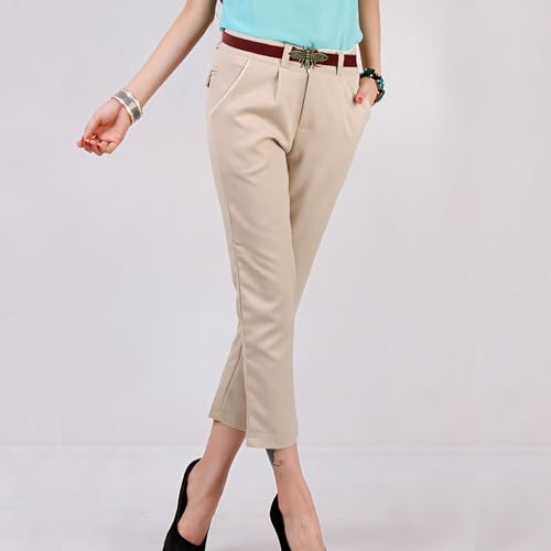 Women's 0.7″Thin Vintage Copper Bee Buckle Leather Belts Casual Dress Belts4