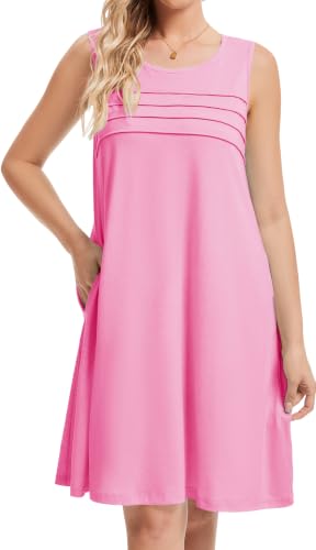 Image of CHICGAL Womens Summer Dresses Casual Loose Pleated Front Tshirt Sleeveless Tank Sundresses with Pockets 2026