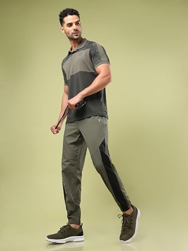 Image of TECHNOSPORT Men's Colorblock Slim Fit Sports Joggers TECHNOLITE Lightweight Active Track Pants Quick Dry Stretch Gym Running Training Fitness Activewear