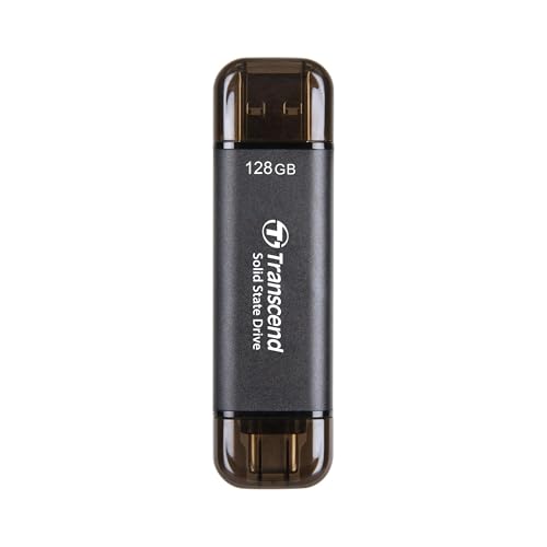 Transcend Portable SSD ESD310C 128GB Typ-A/Typ-C Kompatibel mit PS4/PS5 Schwarz - TS128GESD310C