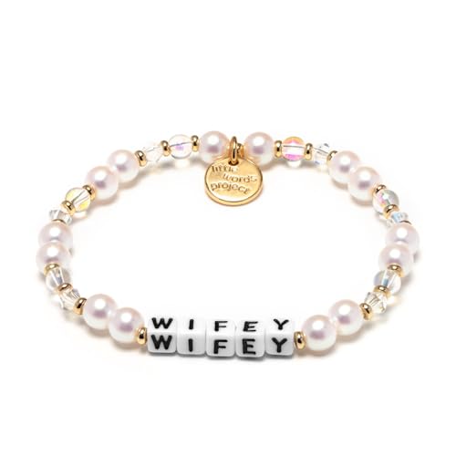 Wifey Bracelet, The Original Word Bracelet, Made with Colorful Beads and Plated Brass Hardware, Handcrafted Design & Positive Message, Size XS
