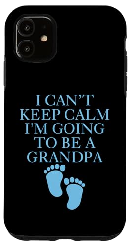 iPhone 11 Boys Baby Shower Blue Footprints Keep Calm For Grandpa Case