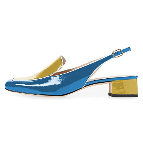 Image of YDN Women Closed Square Toe Block Low Heels Slingback Formal Loafer Dressy Shoes Office Lady Pump Size 4-15 US
