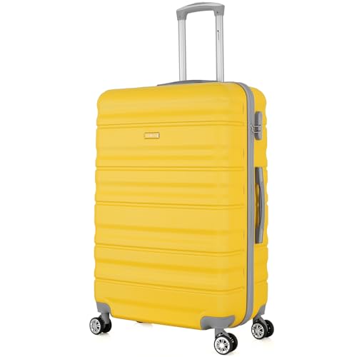 Mala de Viagem M Média (23Kg) Rígida ABS Roda Giro 360 - Cruzeiro Malas (Amarelo)