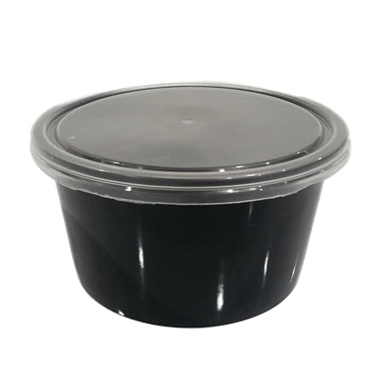 Image of [500 ml, 25 Count, Round, Black Reusable Plastic Food Storage Containers with Lid | Airtight, Microwave Safe Containers | Perfect for Meal Prep, Storage, Takeaway & Food Delivery