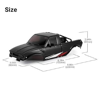 INJORA IR60 Pickup Hard Body Shell with Bed Rack for 1/18 RC Crawler TRX4M Defender Bronco(Black)