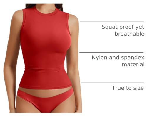 Image of YEOREO Women Basic Mock Neck Workout Crop Top Sleeveless Double Lined Tank Tee Slim Fitted Ruched Going Out Camisole