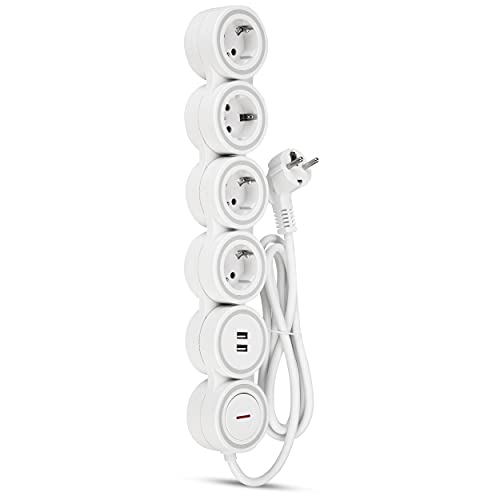 Multiprise flexible de haute qualité REV SupraFlex 4 prises et 2 USB finition blanche - 6
