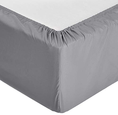 Amazon Basics Premium Microfibre Fitted Sheet -140 x 200 x 30 cm, Dark Grey