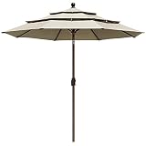 EliteShade USA 10-Year-Non-Fading Sunumbrella 9Ft 3 Tiers Market Umbrella Patio Umbrella Outdoor Tab