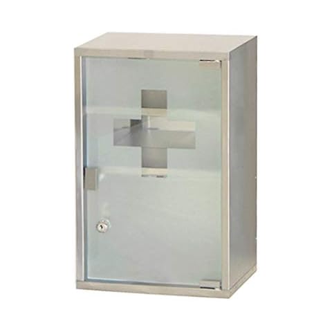 Style home Medizinschrank abschließbarer Arzneischrank, Hausapotheke aus Edelstahl Cover
