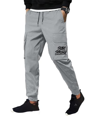 Image of JUGULAR Men's Regular Fit low Rise Cotton Solid Stylish Cargo Track Pants
