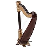 Color marrón Harilla 1:12 Arpa de Madera, Instrumento Musical Chino Vintage, Casa de Muñecas en Miniatura