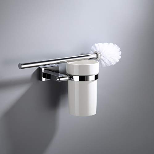 Preisvergleich Produktbild Delia Fielding Toilettenbürste - Hochwertiges Toilettenbürstenset mit Milchglasbehälter zur Wandmontage ohne Bohren