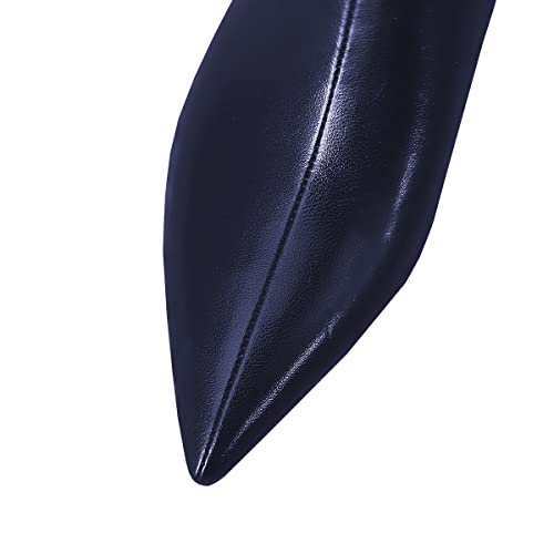 LEMUTISME Women's Stylish Pointed Toe Middle Seam Zip Up Low Kitten Heel Dressy Ankle Booties For Office Party Evening3