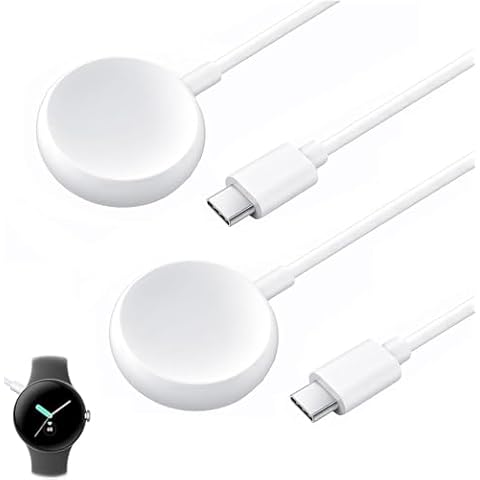 2Pcs USB C Watch Charger Cable for Google Pixel-Watch, Replacement Charging Cable Cord Stand ONLY for Google Pixel Smartwatch, 3.3FT, White Cover
