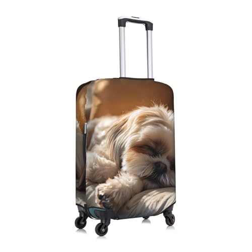 Cute Sleeping Shih Tzu Dog Elastic Travel Luggage Cover, Washable Spandex Suitcase Protector, Anti-Scratch Fits 18-32 Inch3