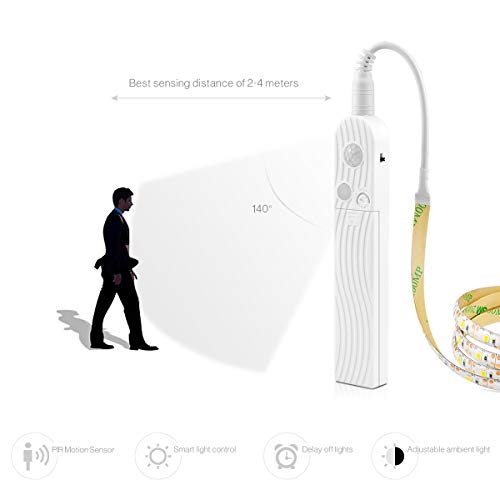Tira LED con sensor de movimiento 1 m blanco cálido miniatura 6