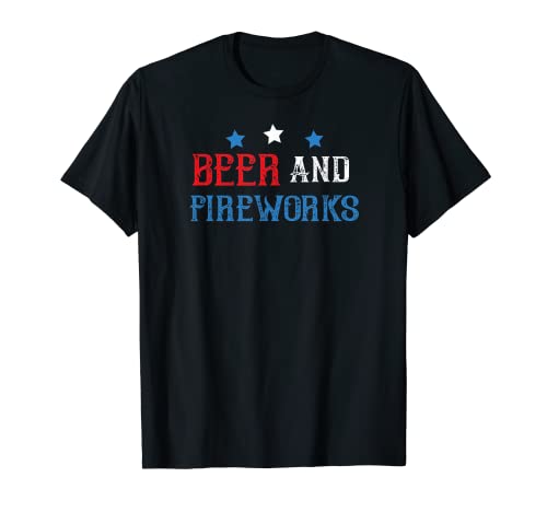 Cerveza patriótica y fuegos artificiales 4 de julio Beber Regalos Camiseta