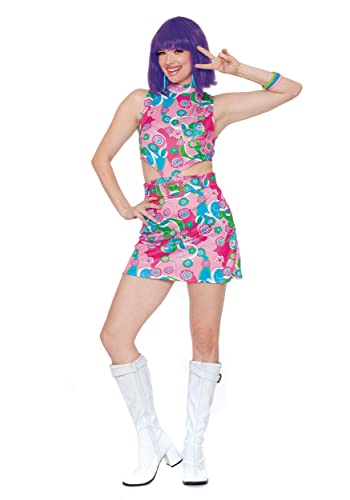 Women's Sexy Groovy Go-Go Costume, 60s Retro Mod Girl Dancer Halloween Costume Small