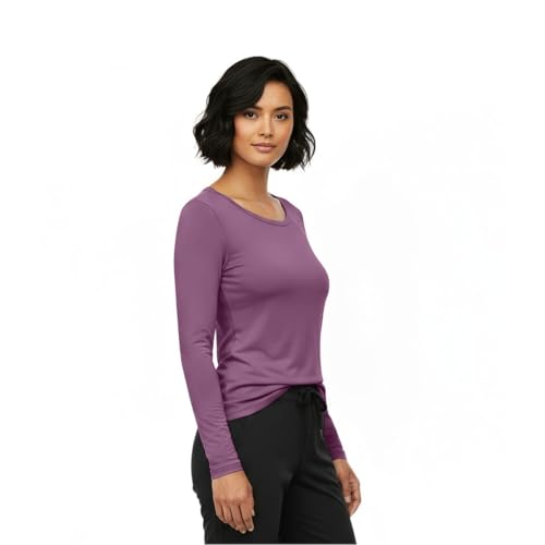 Image of Natural Uniforms Women's Long Sleeve Underscrub T-Shirt - Cotton Blend Scrub Base Layer for Nurses & Medical Professionals