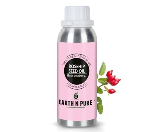 Image of Earth N Pure Rosehip Seed Oil | 100% Pure Natural Cold Pressed Carrier Oil | Premium Quality for Face, Hair, Skin, Nails, Body Massage & DIY Beauty Care | Hexane Free | 250ml