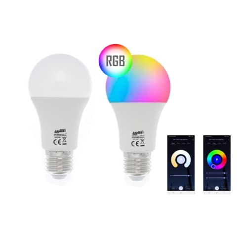 Jandei - Bombilla LED Inteligente, Control Wi-Fi, RGB + CCT Regulable, Compatible con App Tuya Smart, SmartLife, Amazon Alexa y Google Home. Bajo Consumo (A60 E27 9 W, 1 Ud)