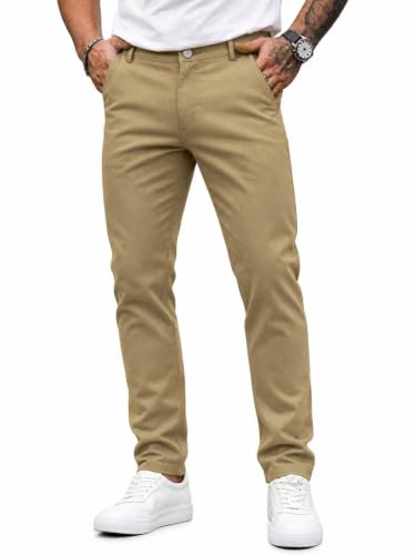 Image of HUNGSON Mens Chinos Dress Pants Slim Fit Stretch Business Casual Golf Work Slacks Trousers