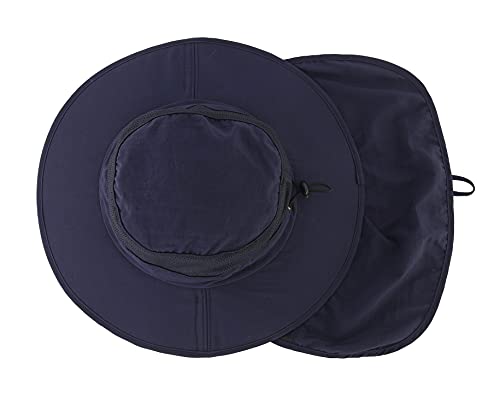 Home Prefer Kids Sun Hat Upf 50+ Wide Brim Boys Sun Protection Hat Summer Bucket Fishing Hat With Neck Flap Navy Blue #TOP2