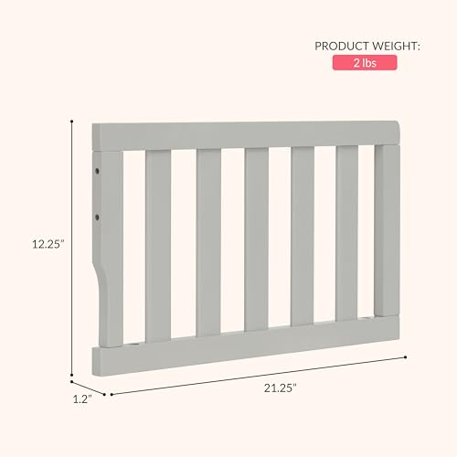 Image of Dream On Me Toddler Guard Rail for Convertible Crib, Solid Wood Bed Rail for Toddler Bed Conversion, Cool Grey