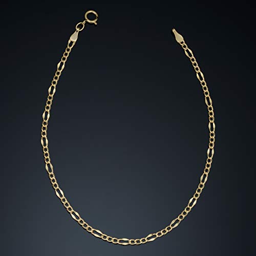 Kooljewelry 10k Yellow Gold Figaro Link Bracelet (2.3 mm, 7.25 inch)2